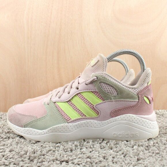 Adidas Crazychaos Sneakers Youth Girls 4.5 Pink Green Suede Mesh - Picture 6 of 12